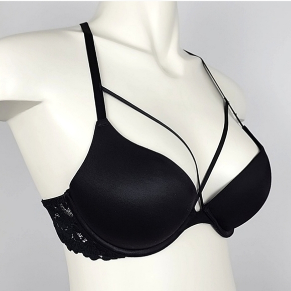 ⭐️2/ $40⭐️ La SENZA Obsession Black Lace Padded Underwire Push Up Bra 32C - Picture 5 of 14